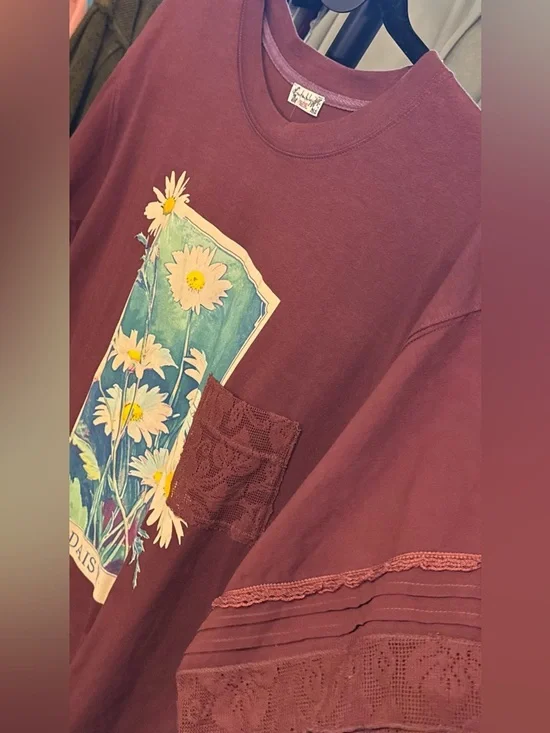 NWT Free People FP Intimately Full Bloom Lounge Tee - Brandy Brown Combo - small - Picture 8 of 9